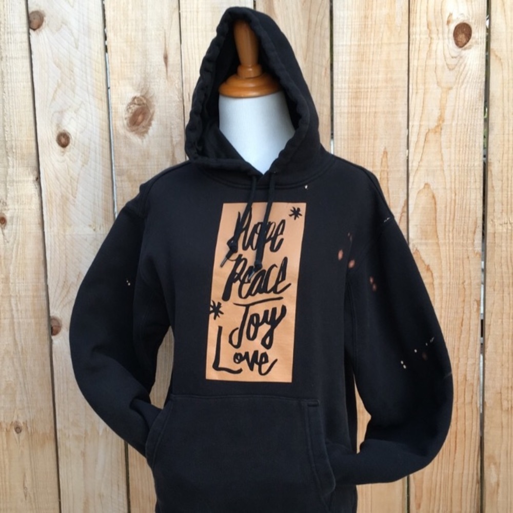🔴 Hope Peace Joy Love Black Hoodie